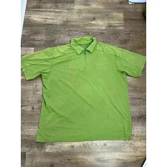 Patagonia Men's Quarter Zip Short Sleeve Polo Shirt Green Stretch L Outdoor - Picture 1 of 13